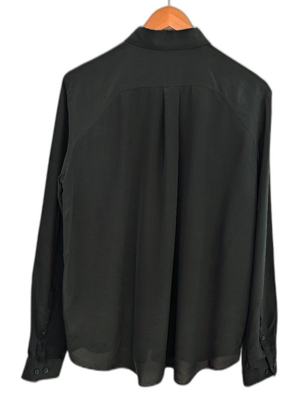 & Other Stories | 100% Silk Straight Fit Blouse Button Down Forest Green Size 8 - Picture 6 of 11